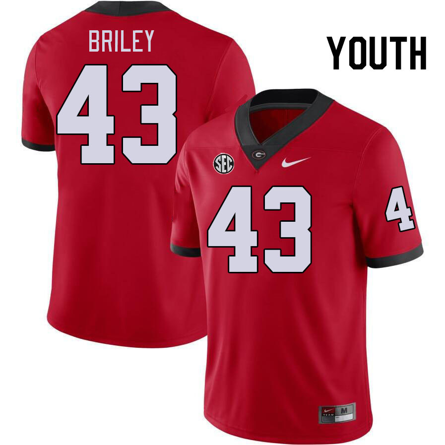 Youth #43 Marek Briley Georgia Bulldogs College Football Jerseys Stitched-Red